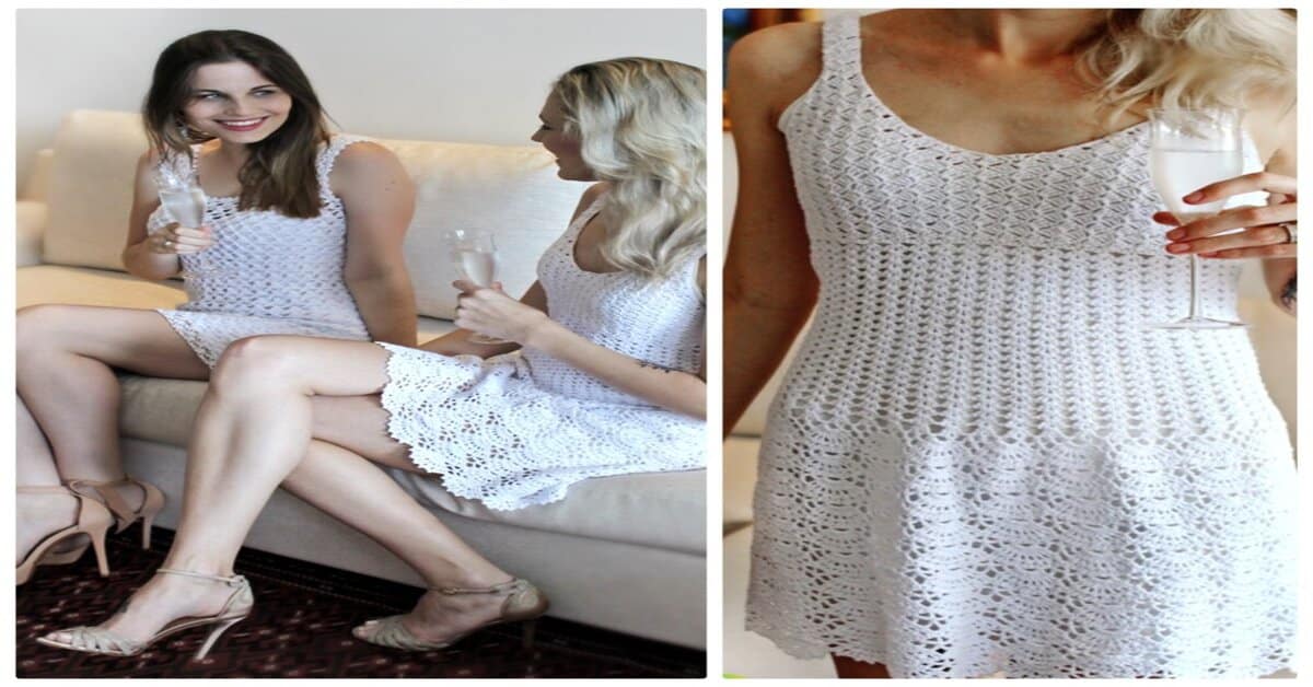 Vestido de crochê branco simples e bem bonito: Passo a passo