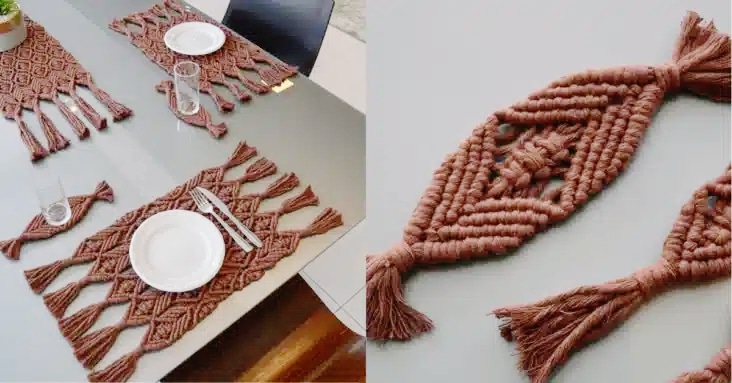 Faça o lindo jogo de mesa marrom em macramê: Passo a passo com gráficos