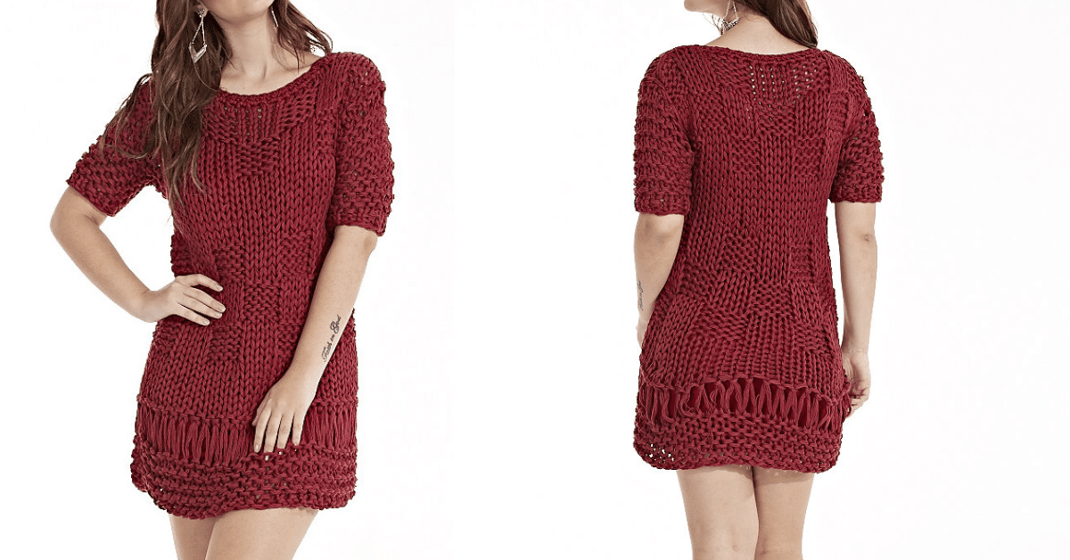 Faça o lindo vestido vermelho em tricô: Passo a passo com gráficos