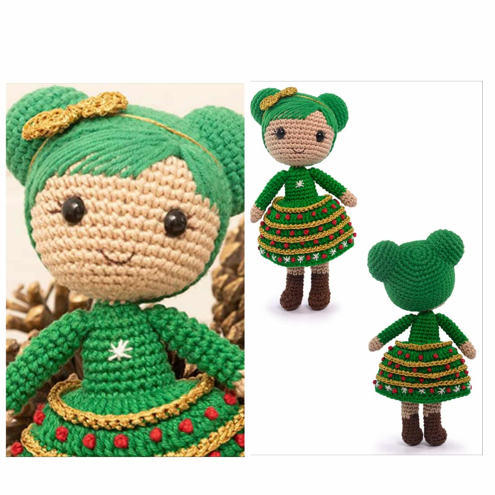 Receita de amigurumi boneca de crochê natalina: Passo a passo