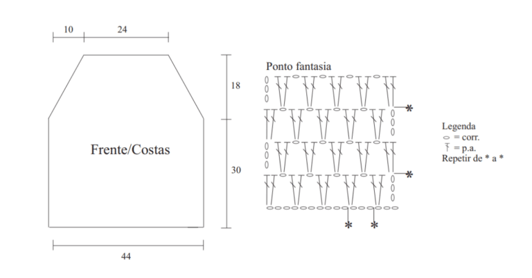 Fique linda com a regatinha fechada de crochê: Passo a passo com gráficos
