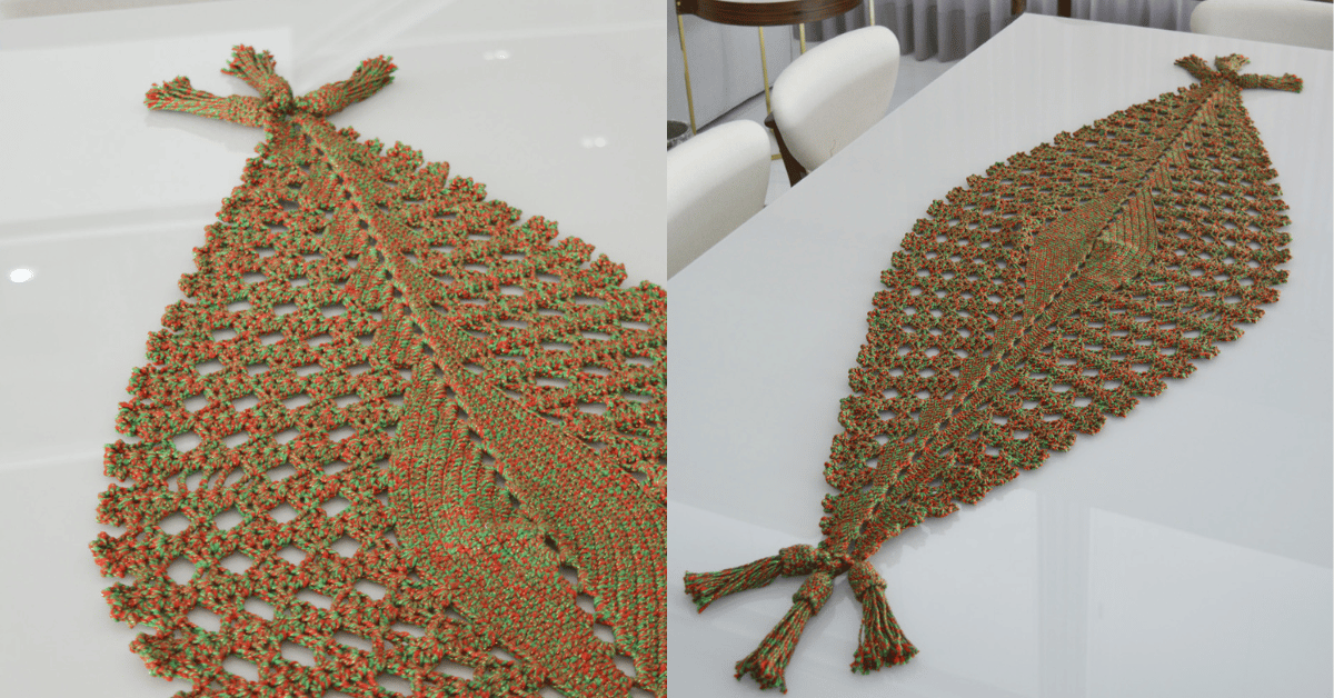 Trilho de mesa natalino de crochê: Passo a passo