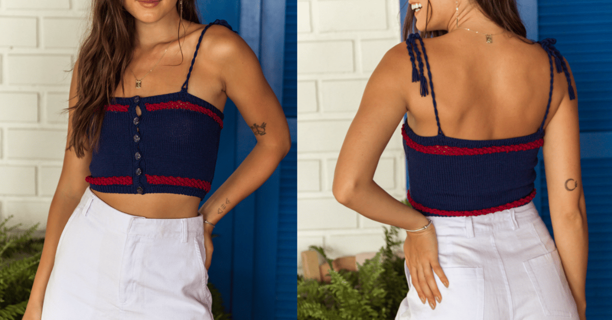 Fique linda no verão com o cropped de alça em tricô: Passo a passo com gráficos