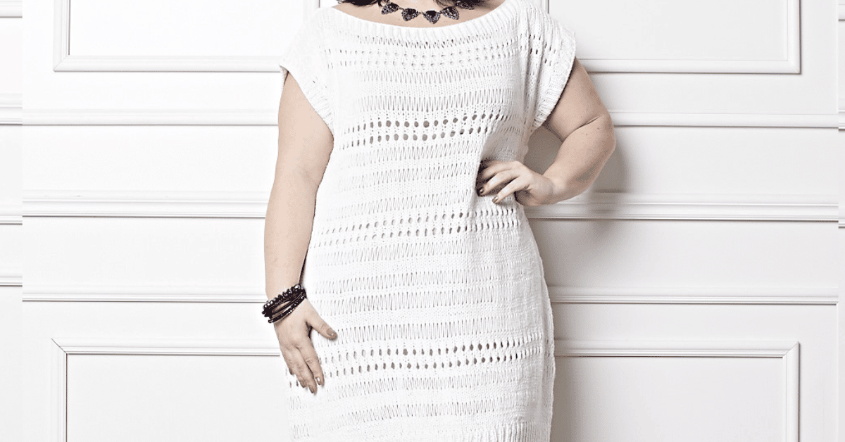 Arrase no réveillon com o vestido Plus Size de tricô branco: Passo a passo com gráficos