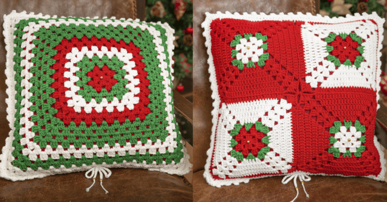Almofada para o natal em crochê: Passo a passo da receita com gráficos