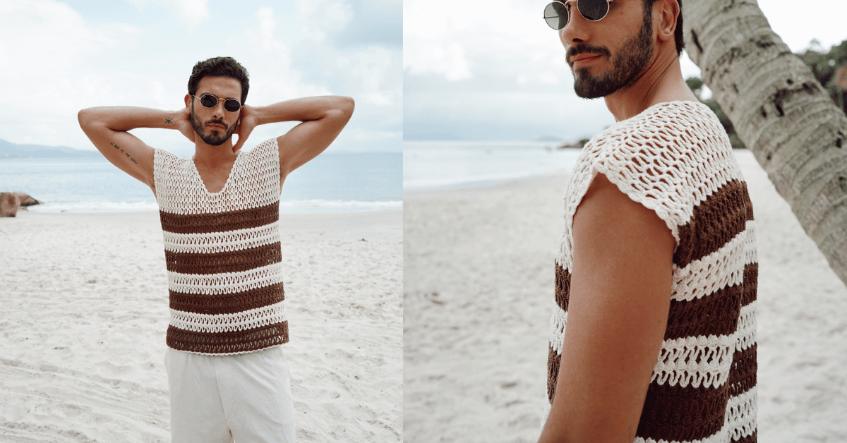 Fique estiloso no verão com a regata de crochê masculina: Passo a passo com gráficos
