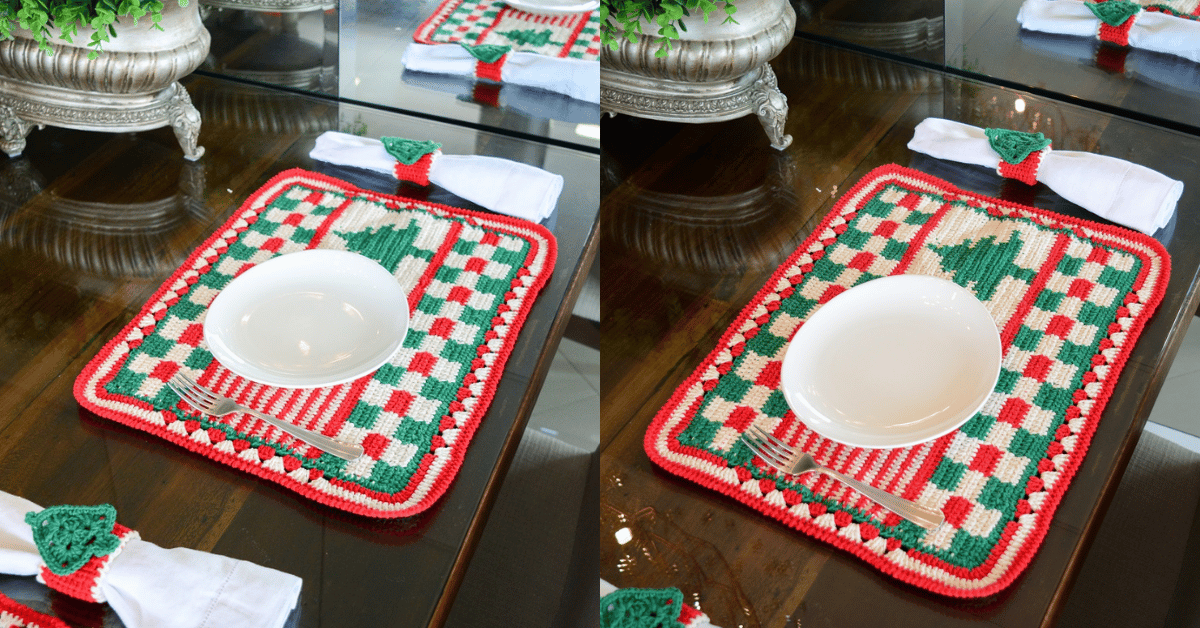 Jogo Americano natalino em crochê fácil e prático: Receita com gráficos