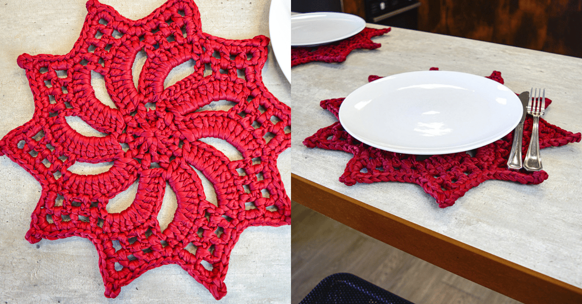 Sousplat vermelho em crochê: Passo a passo com gráficos