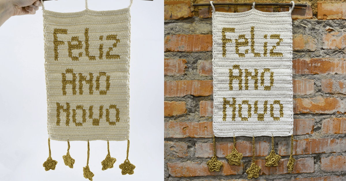 Faça a linda flâmula Ano Novo em crochê: Passo a passo com gráfico
