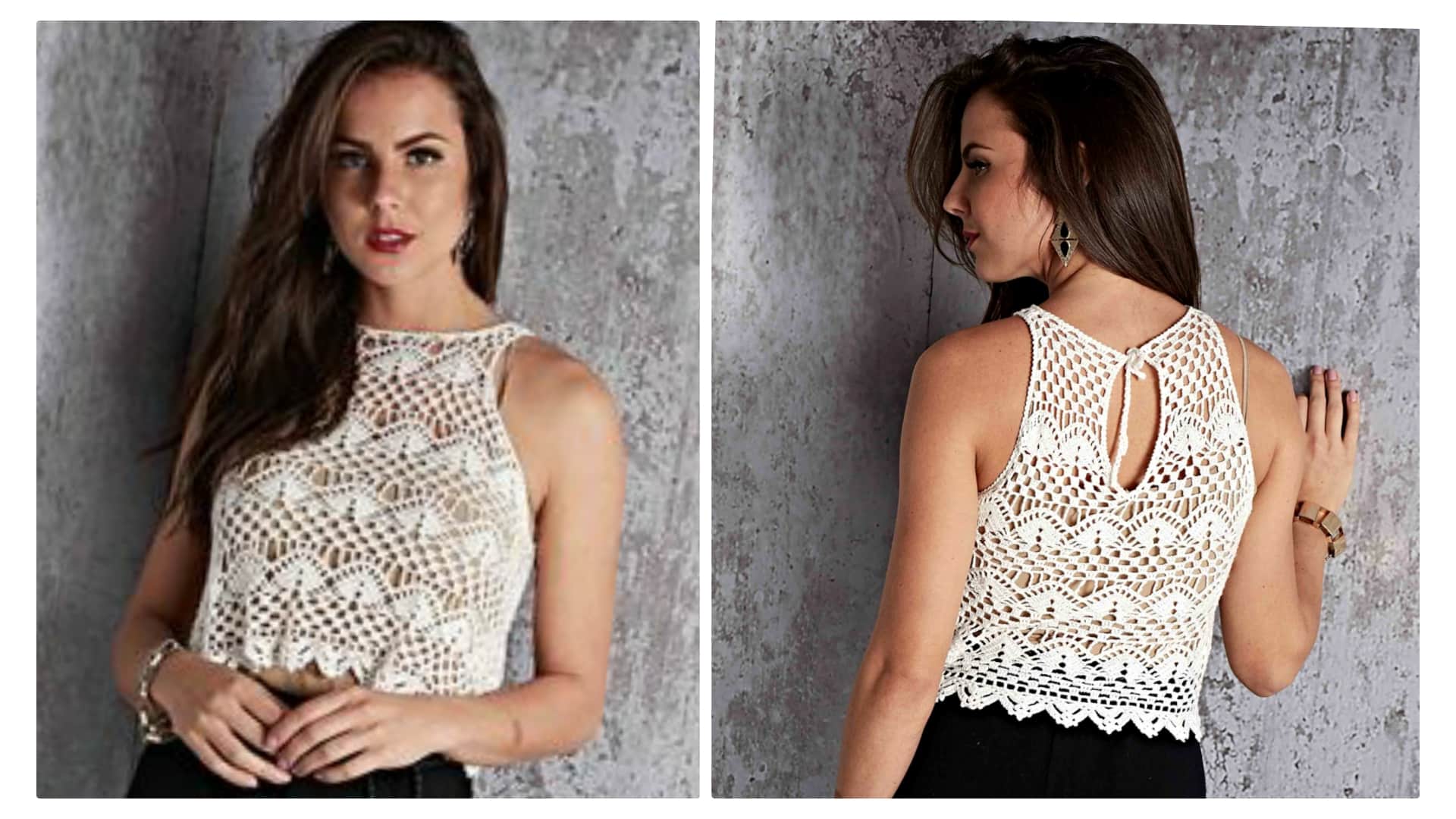 Cropped em Crochê Branco rendadinho