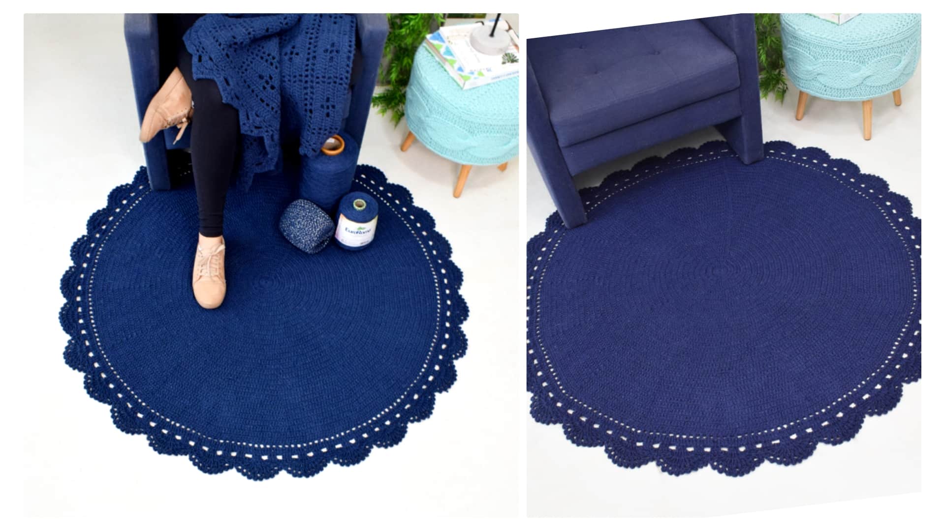 Aprenda a Fazer um Elegante Tapete de Crochê Redondo Azul Marinho: Passo a Passo e Dicas