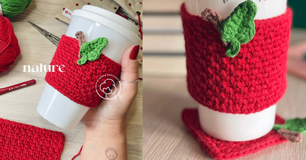 Faça o porta copos vermelho em crochê: Passo a passo da receita
