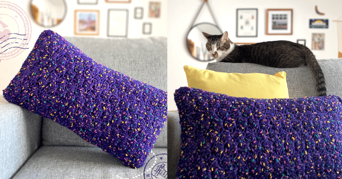 Decore a sua casa com a almofada roxa em crochê: Passo a passo da receita