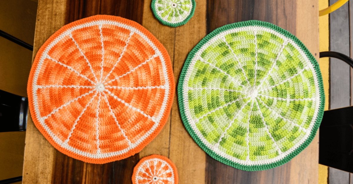 Faça o lindo sousplat em crochê citrus : Passo a passo com gráficos