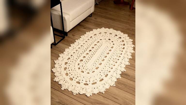 Tapete de Crochê Oval Maxi: Receita, Gráfico e Tutorial Fácil