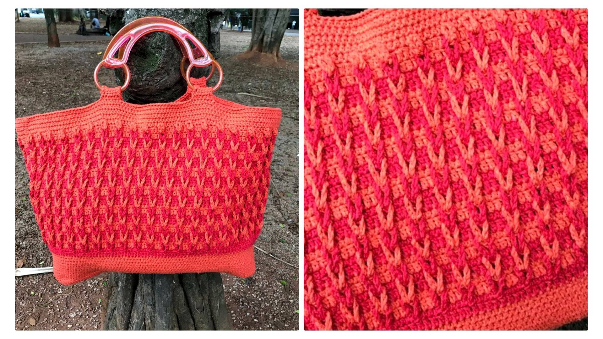 Bolsa de crochê simples com barbante bem fácil + tutorial do ponto entrelaçado