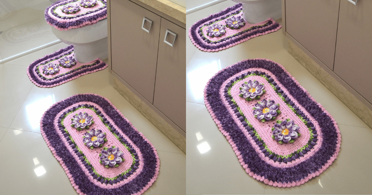Jogo de Banheiro Lavanda em Crochê: Passo a passo com gráficos