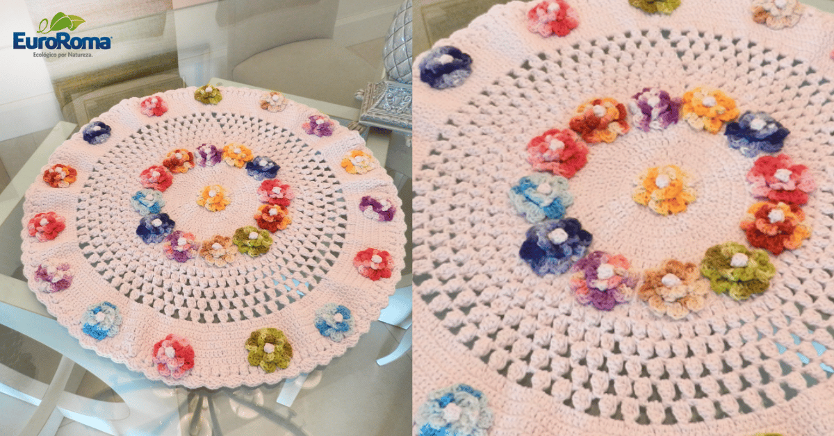 Centro de Mesa em Crochê com Flores: Passo a passo com gráficos