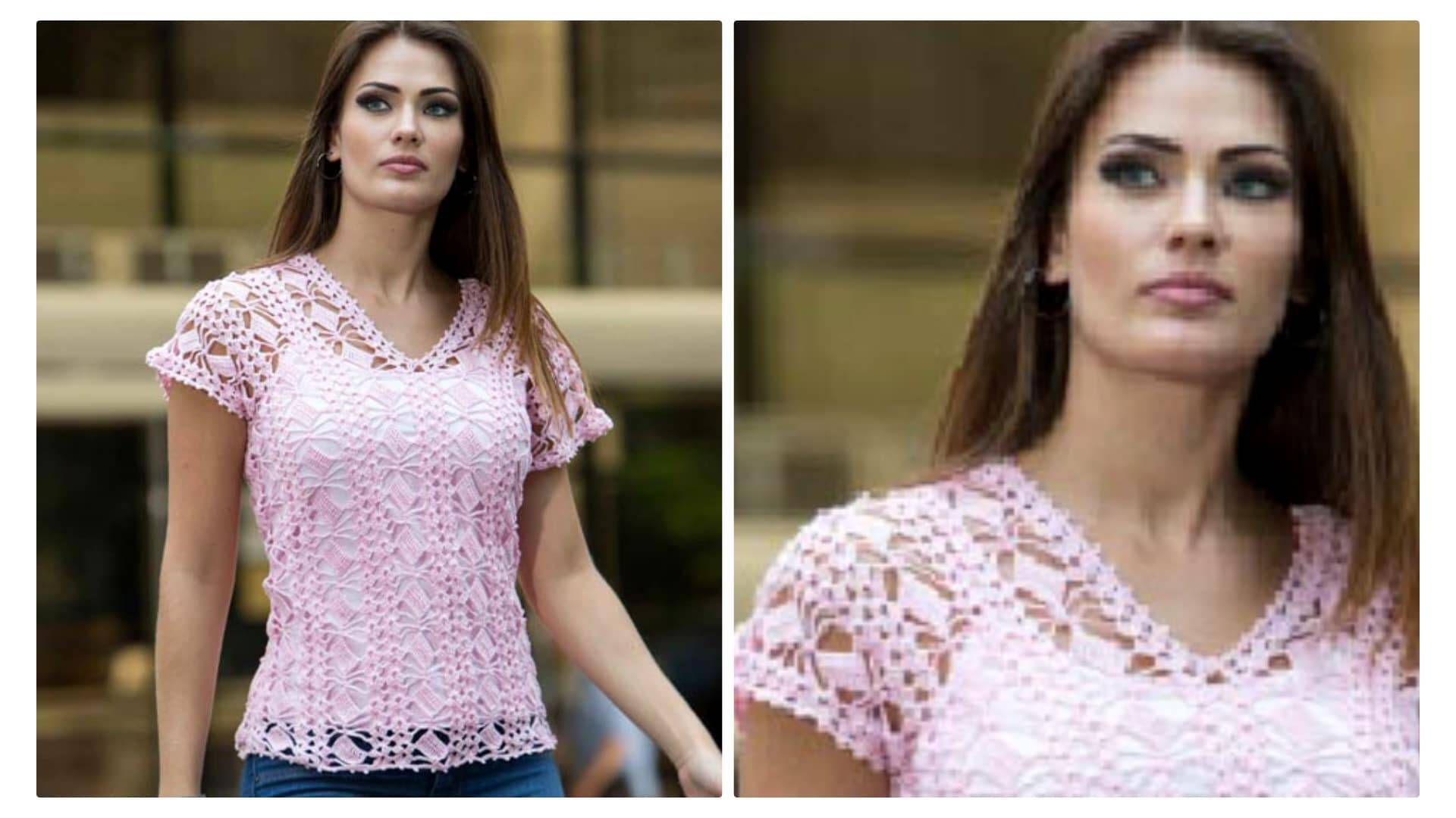 Blusa de Crochê Rosa Suave: Receita Passo a Passo 