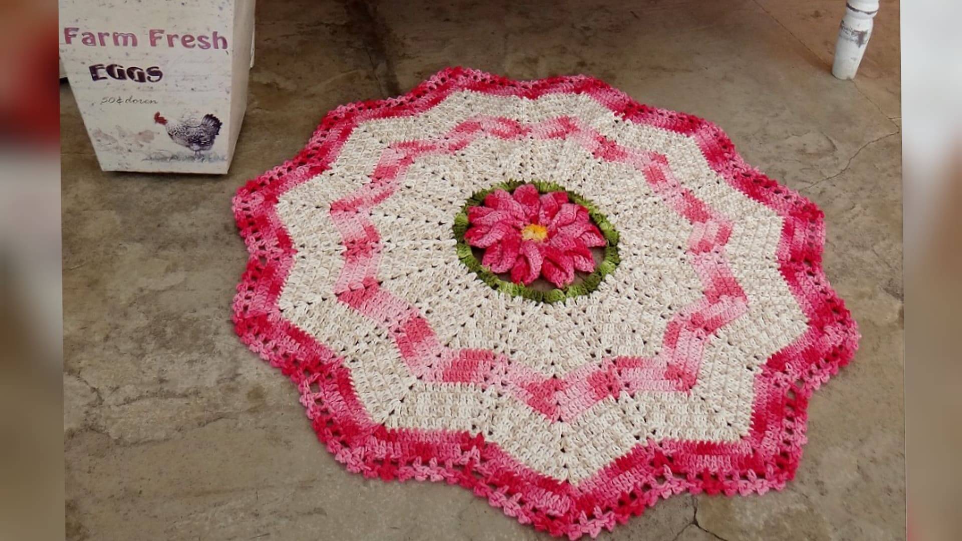 Faça o Tapete de Barbante com Flor Central: Receita e Gráfico