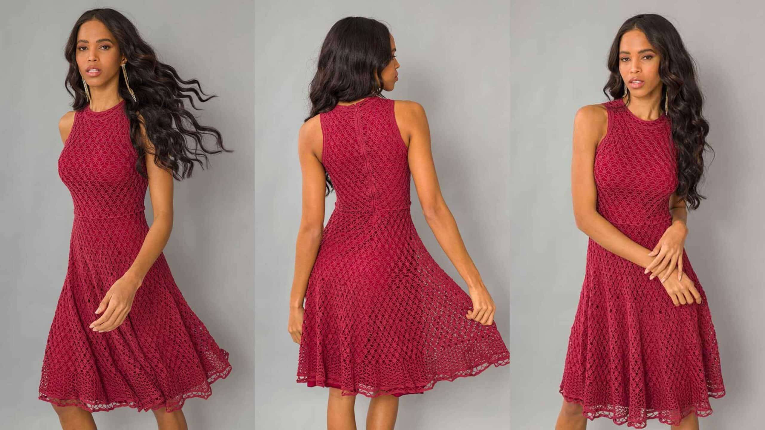 Vestido de crochê marsala: receita e gráfico