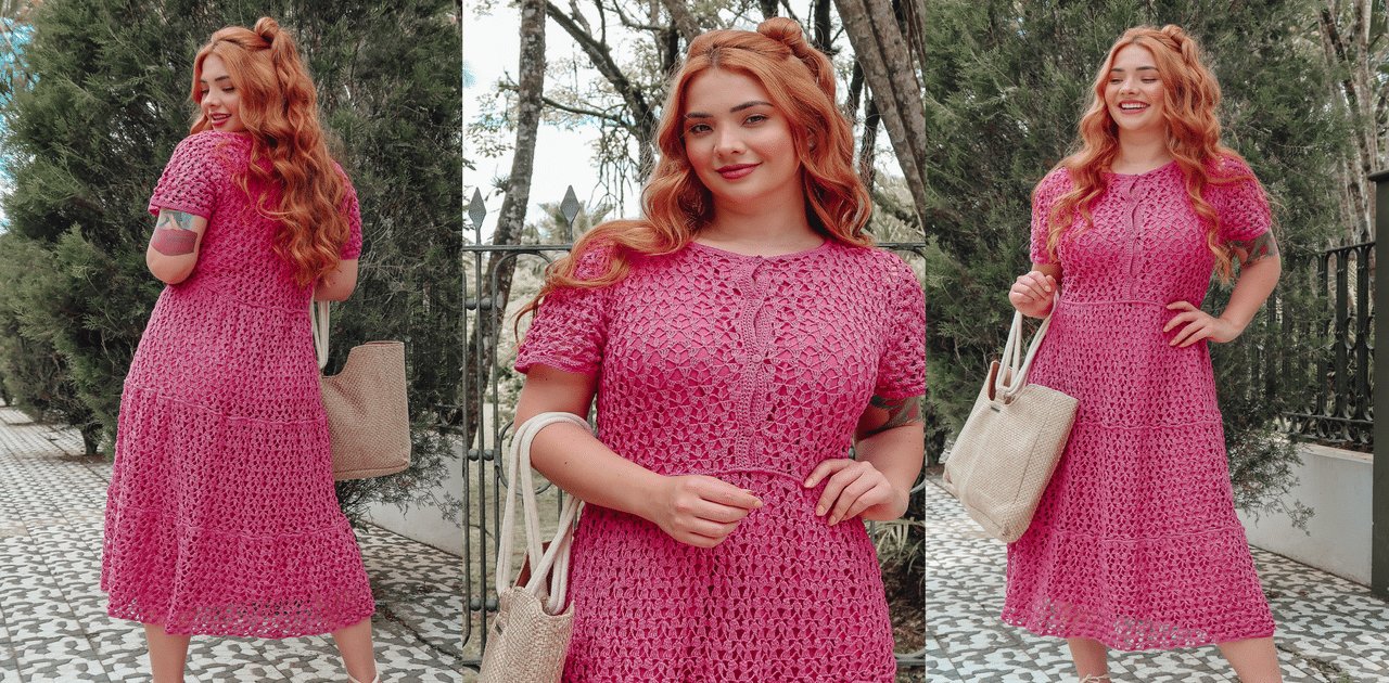Lindo vestido de crochê Bia: receita e gráfico