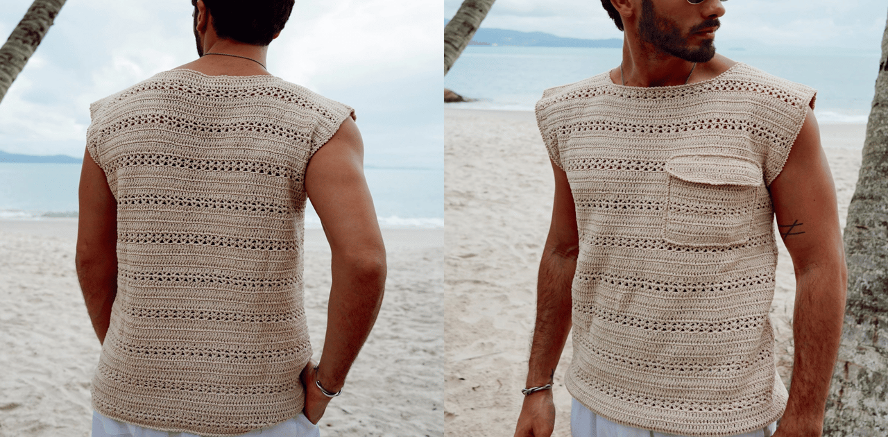 Faça a camisa masculina de crochê perfeita para o verão