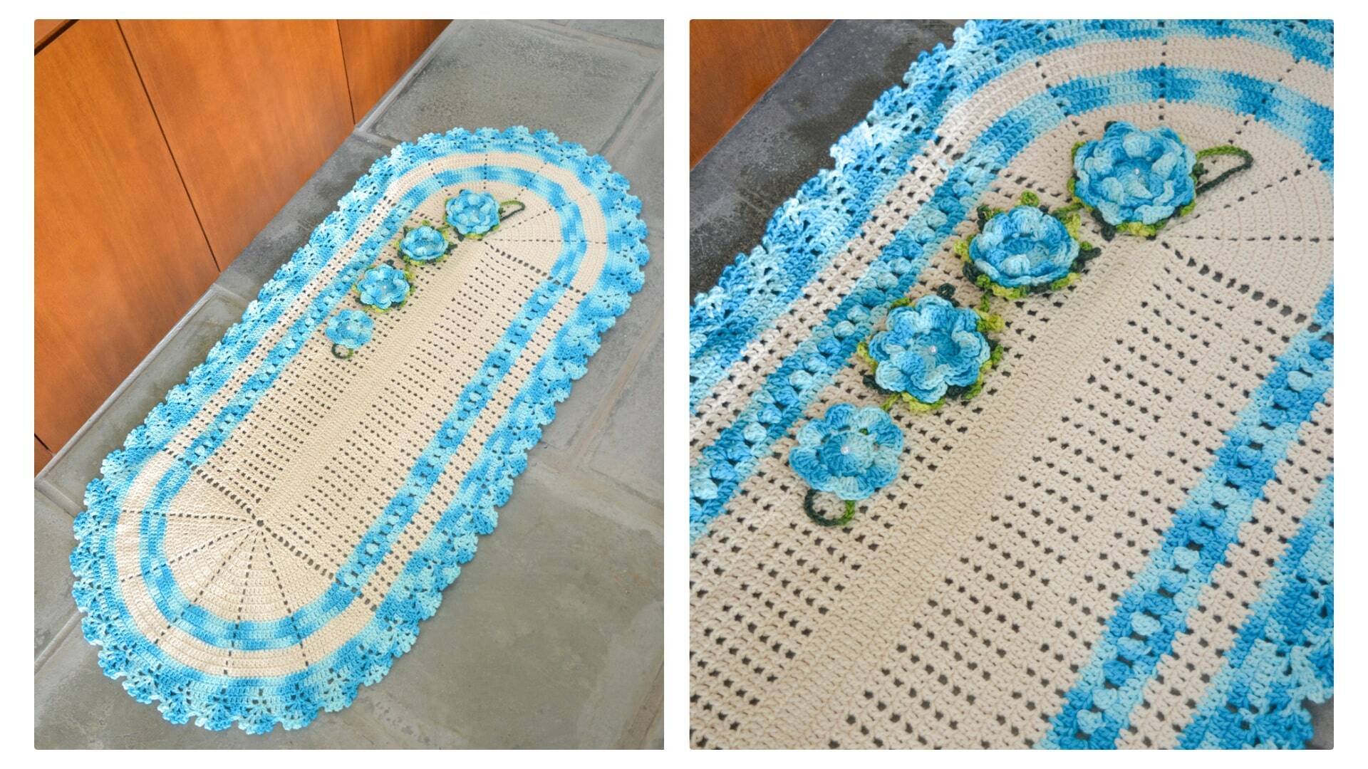 Passadeira de Crochê Oval Floral : Receita Passo a Passo