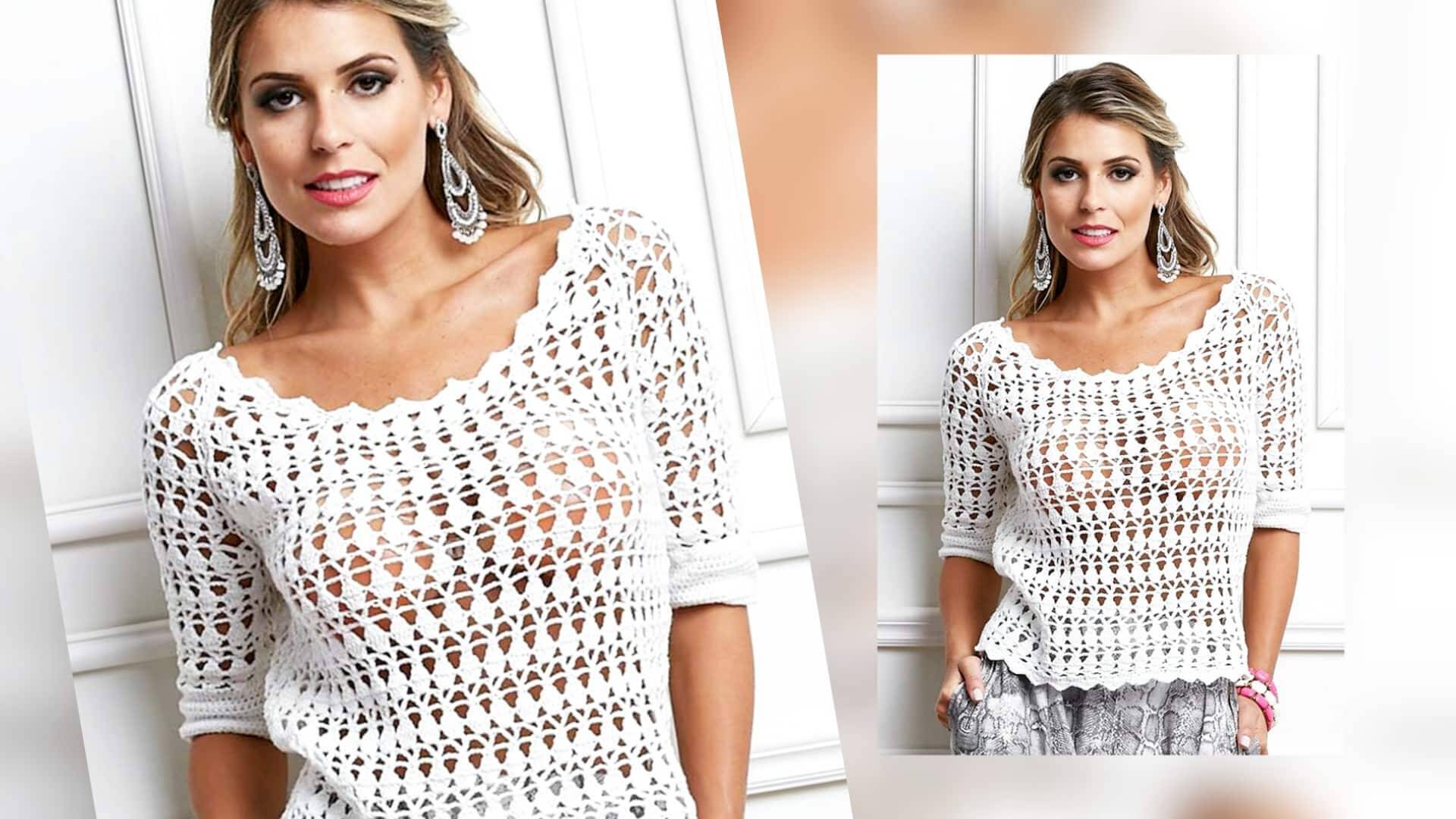 Blusa de crochê com receita! Aprenda já o passo a passo bem fácil