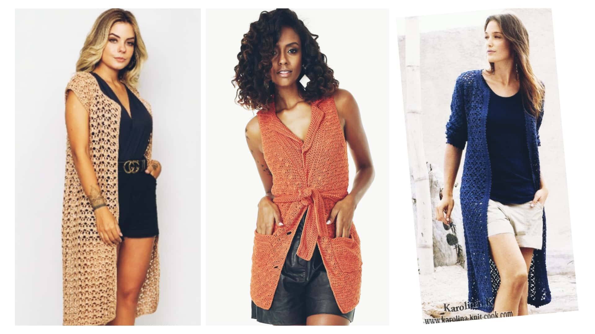 Colete de Crochê: 15 Graficos de Modelos Modernos