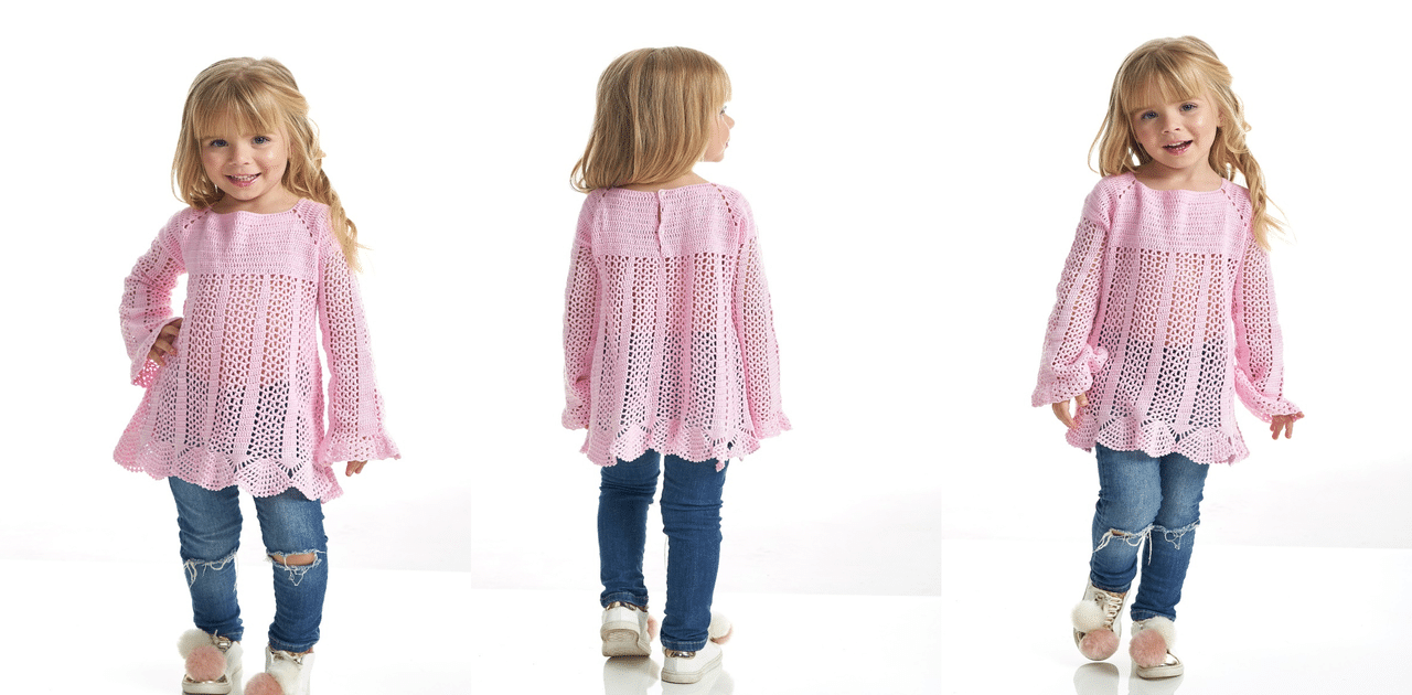 Blusa de crochê infantil de outono Candy com passo a passo