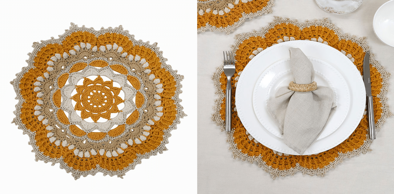 Faça o lindo sousplat de crochê Egito: receita e gráfico