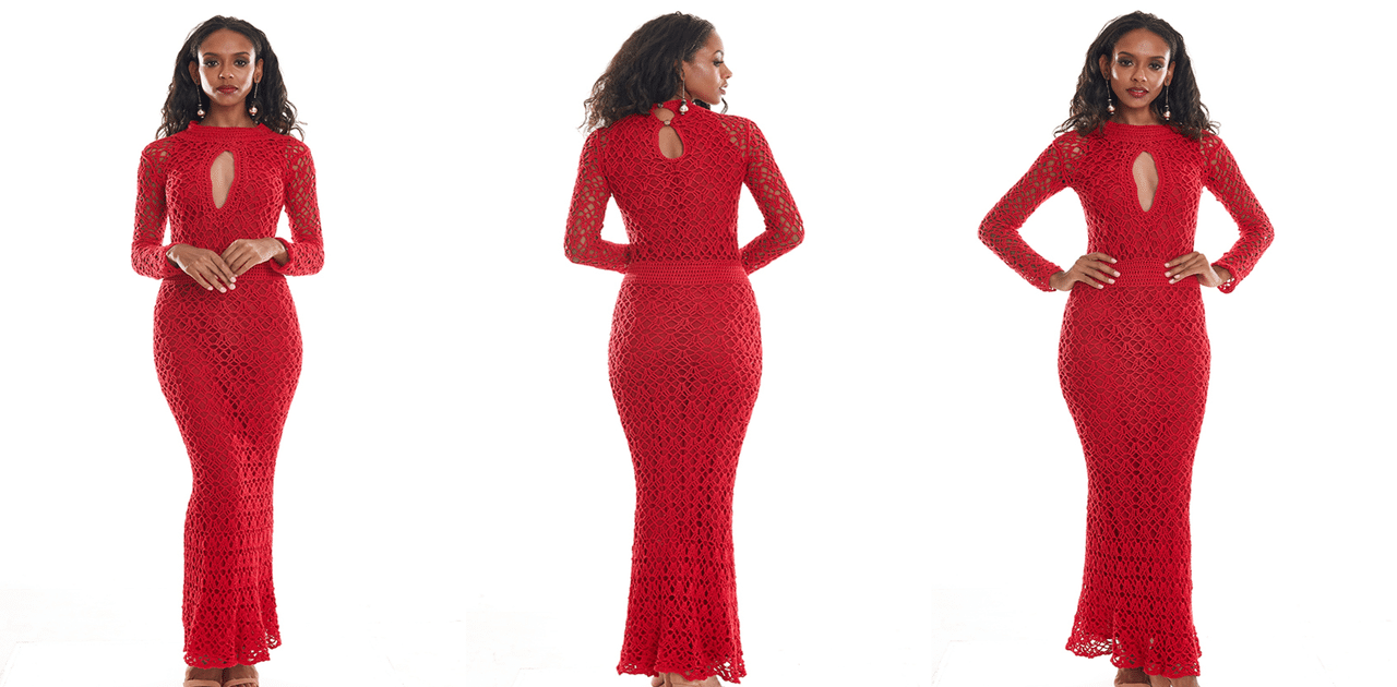Belíssimo vestido de crochê longo Carmin: Receita e gráfico