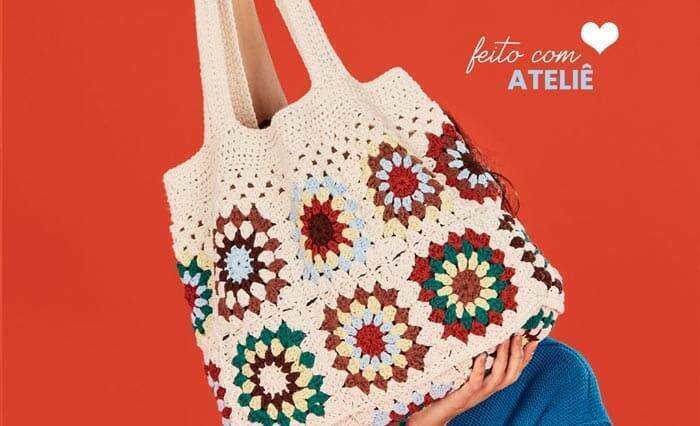 Bolsa de Crochê com Barbante Ateliê  – Ideal para idas à praia