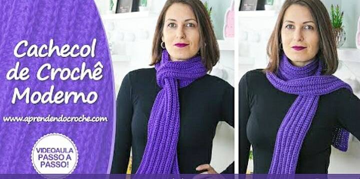 Cachecol de Crochê Simples e Moderno : O detalhe que vai transformar seu look!