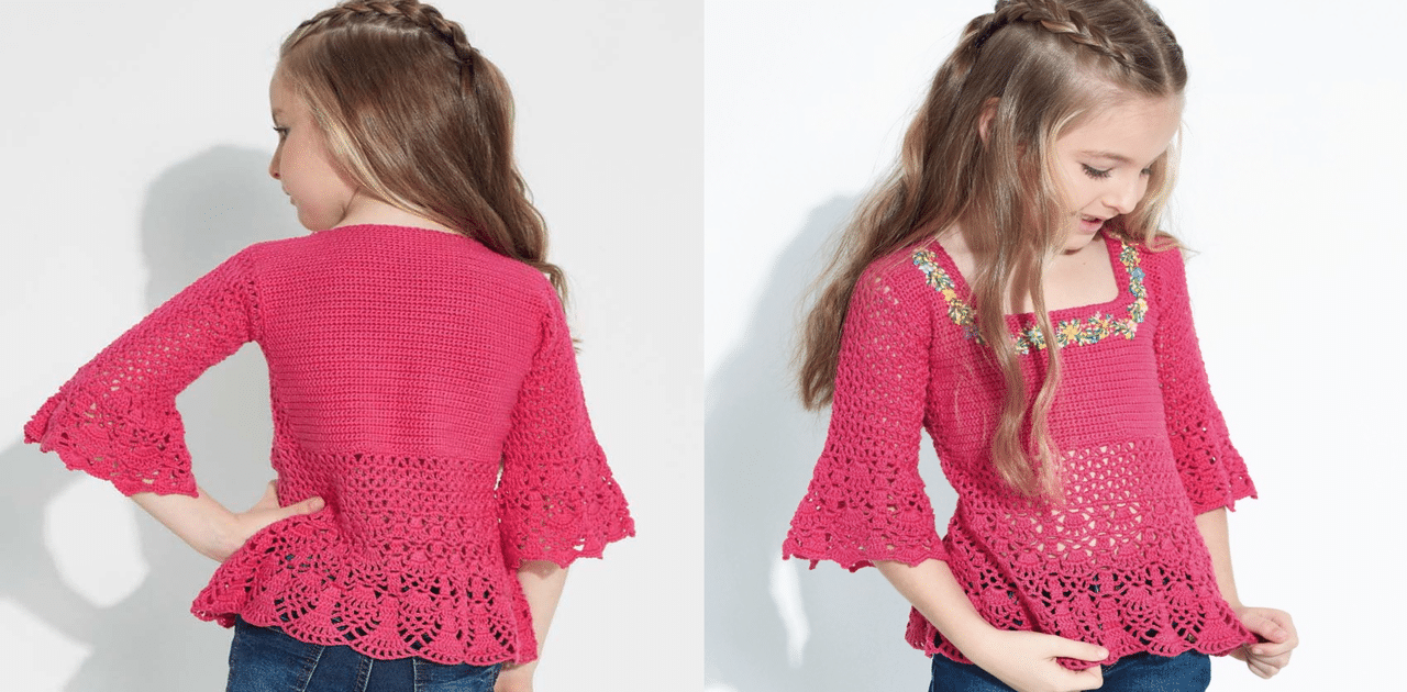 Blusinha de crochê infantil Tutti Frutti com passo a passo