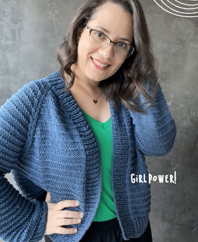 Cardigan de tricô topdown com fio JEANS
