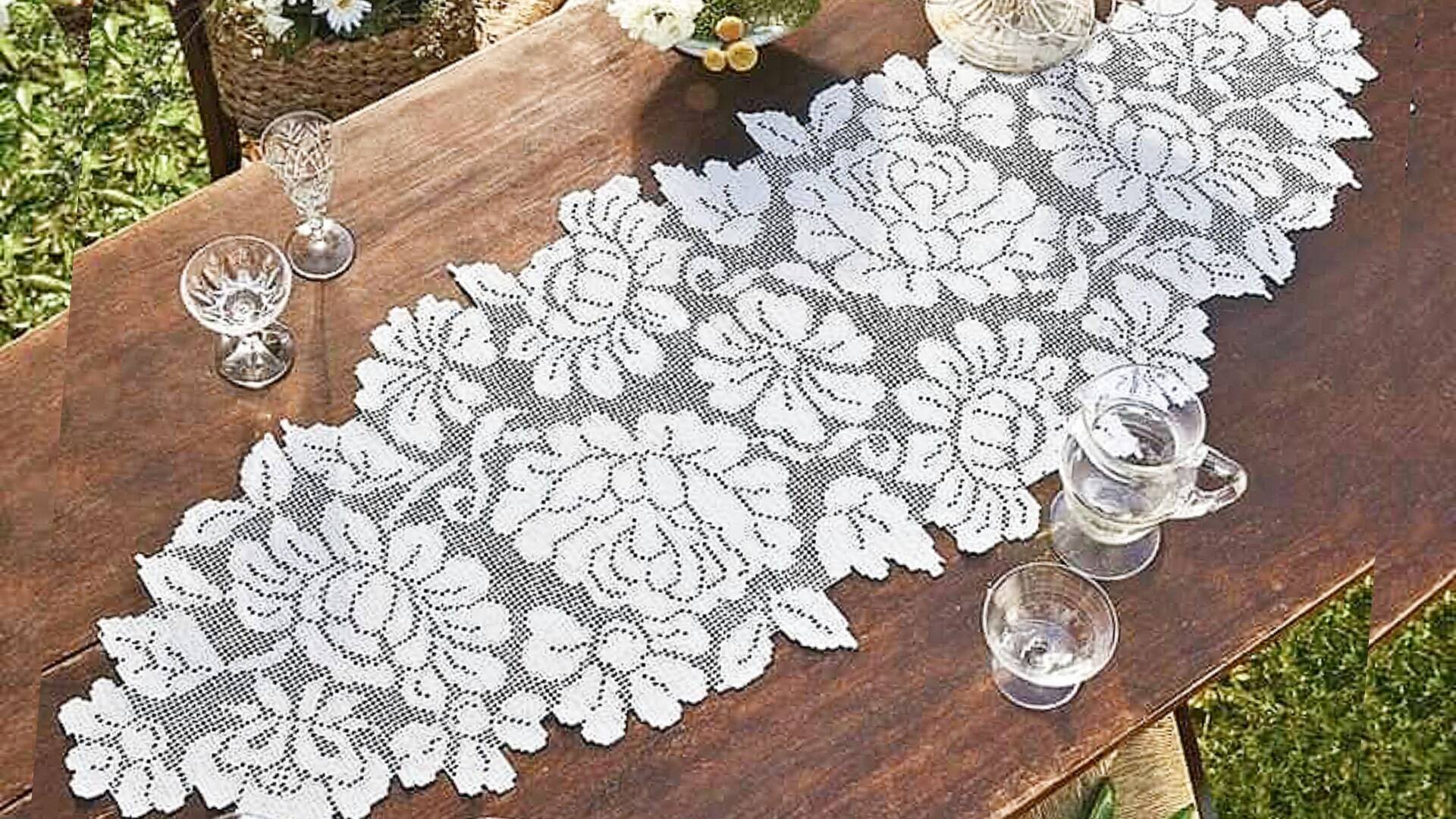 25 Gráficos de Caminhos de Mesa em Crochê Filé: Os Mais Lindos Que Você Já Viu!