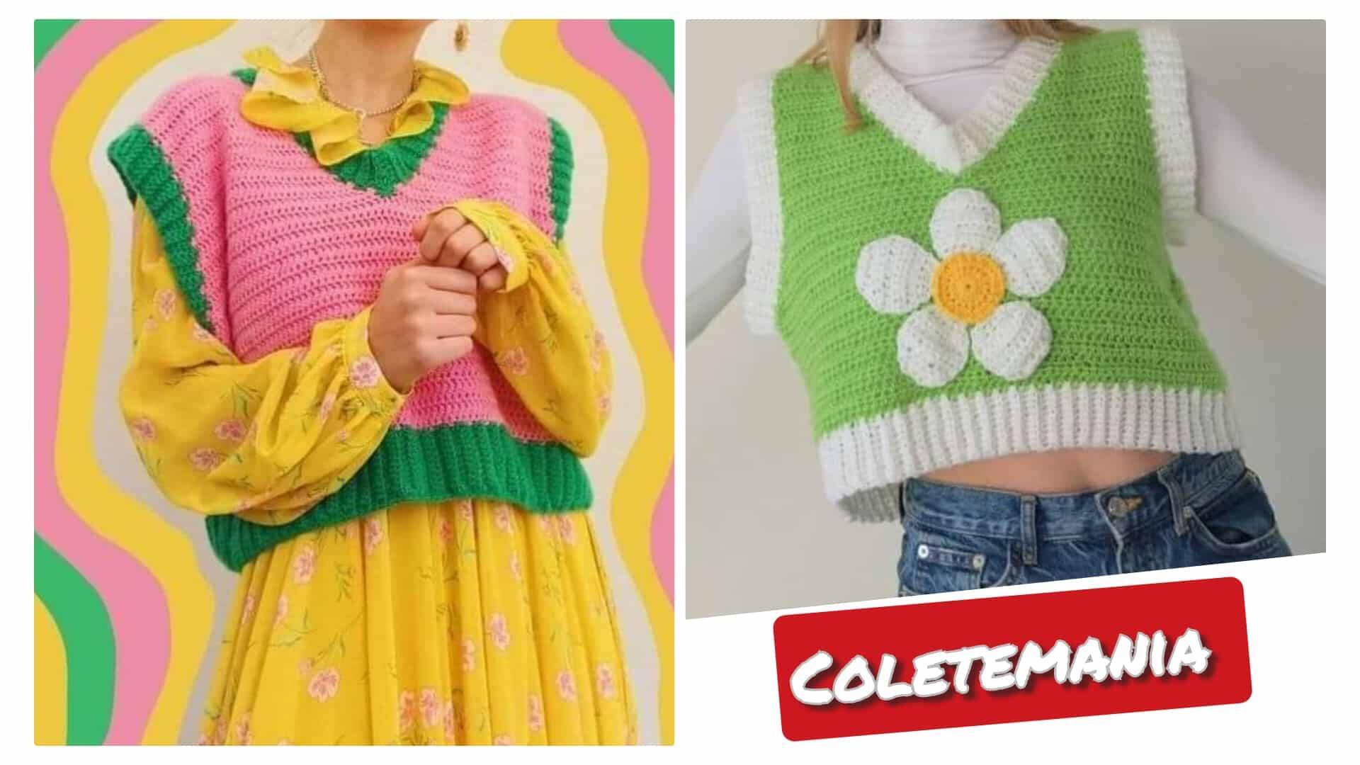 Lindos Coletes de Crochê Fáceis: Gráficos, Inspirações, Passo a Passo com Fotos