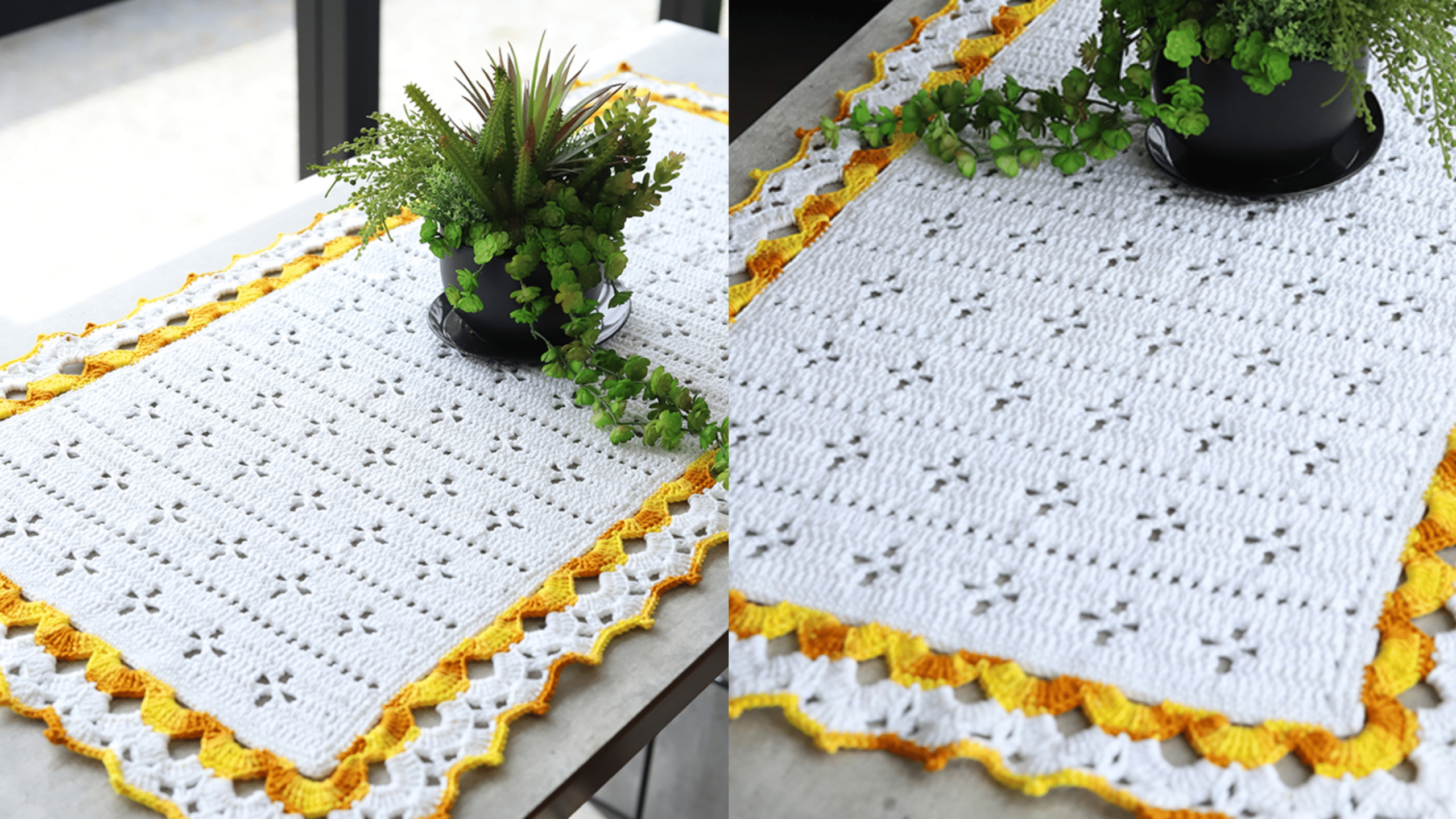 Caminho de mesa em crochê Premium: Receita e gráfico