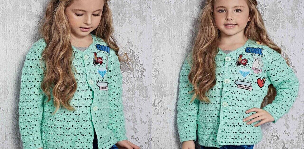 Faça o divertido Cardigã de crochê Infantil com Patches