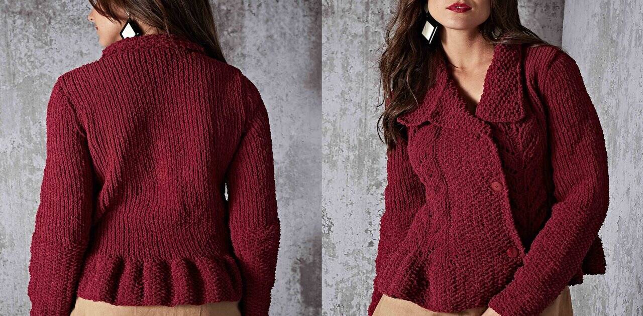 Faça a Jaqueta de tricô Veludo para arrasar no inverno