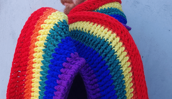 Cachecol crochê Maxi Arco-Íris: Super Fácil de Fazer