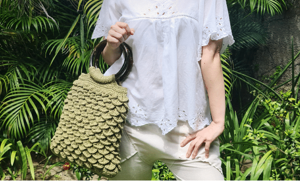 Bolsa de Crochê verde Super Estilosa!