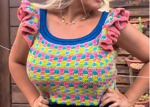 Cropped de Crochê Colorido Quadradinho: Veja o passo a passo!