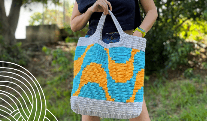 Bolsa de crochê em fio conduzido Rio de Janeiro 