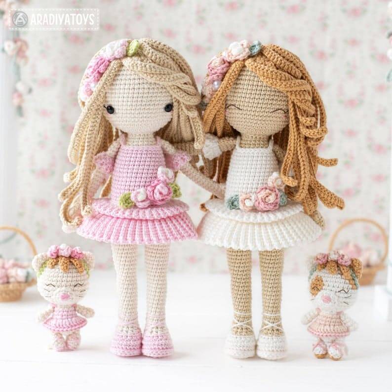 Amigurumi Boneca Friendy Melanie com Gatinha Graciosa  – Crochet Pattern
