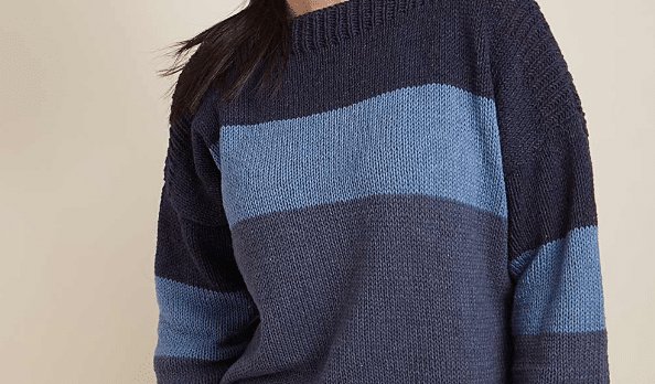 Blusa de Tricô Listras Tons de Azul Washed – Fio Balloon