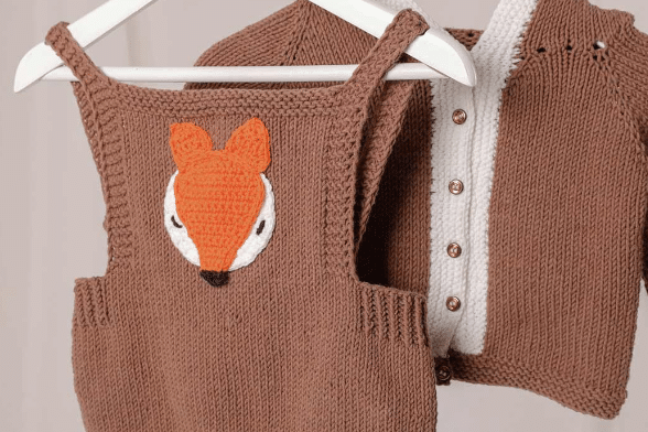Conjunto em Tricô Raposinha Infantil – Fio Balloon