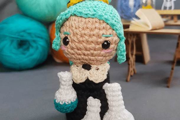 Amigurumi boneca de Crochê Cientista – Fio Bella Arte